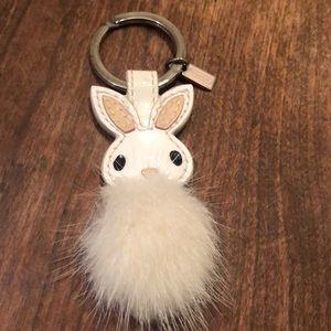 Coach White Bunny Rabbit Mink Fur Keychain/Key Fob